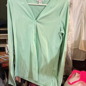 Athleta Mint Green Button-Down Shirt